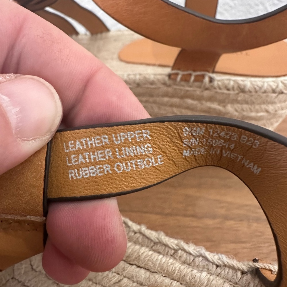 Tory Burch Tan Leather Espadrille Wedge Sandals Platform Gladiator 9.5 - Picture 7 of 8